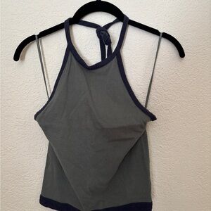 American Eagle Halter Top in Dark Green and Navy Blue